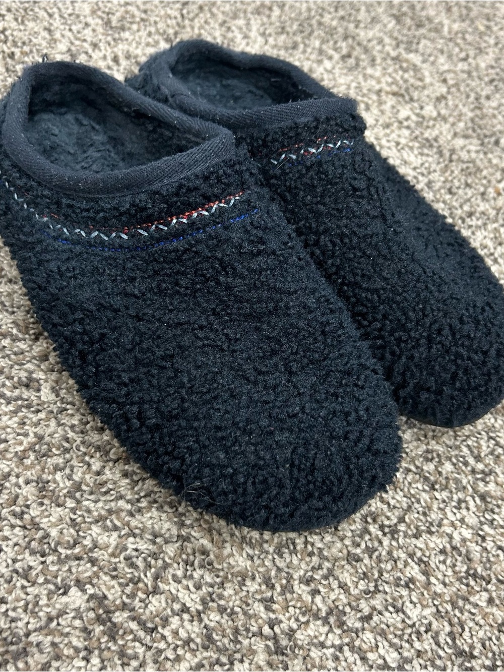 Bombas Sunday Slippers Blue Fuzzy Sherpa House Shoes Cozy Comfort Size 8